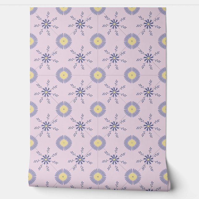 Papel Pintado pattern with blue and yellow flowers (Desenrollar)