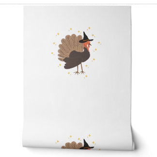 Papel Pintado Pavo brujo con sombrero y estrellas brillantes ilu