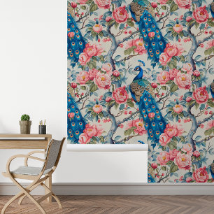 Papel Pintado Pavo real y peonías