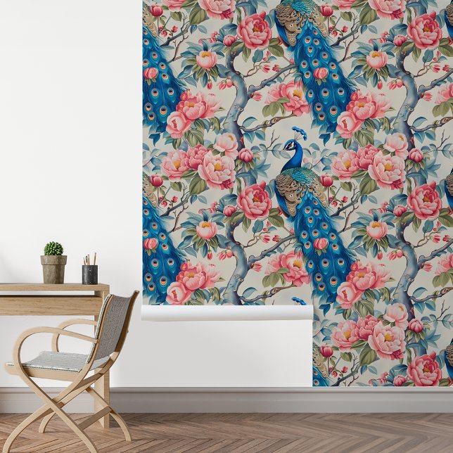 Papel Pintado Pavo real y peonías  (Subido por el creador)