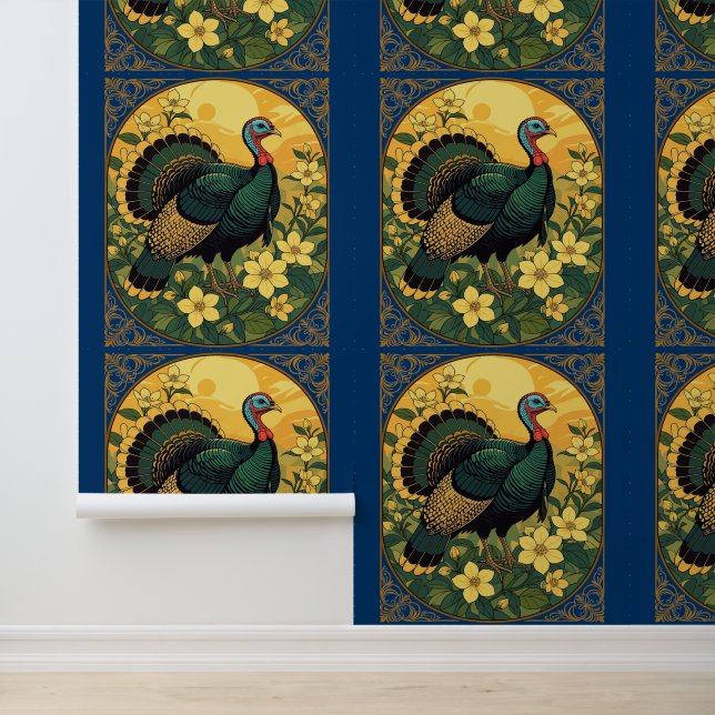 Papel Pintado Pavo Salvaje y Flores de Jazmín (Solicitud)