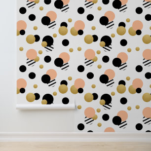 Papel Pintado Peach Gold Polka Dot
