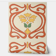 Peach Yellow Green Art Nouveau