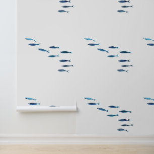 Papel Pintado Peces Azules Pequeños Escuelas Náuticas