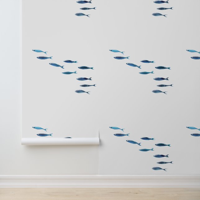 Papel Pintado Peces Azules Pequeños Escuelas Náuticas (Solicitud)