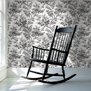 Papel Pintado Peel-and-Stick de Vino floral blanco y negro
