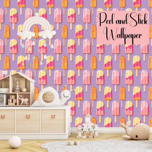 Papel Pintado Peel & Stick Popsicle Summer Ice Cream Girly