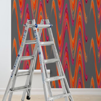 Papel Pintado Pegar palo moderno patrón zig-zag gris naranja