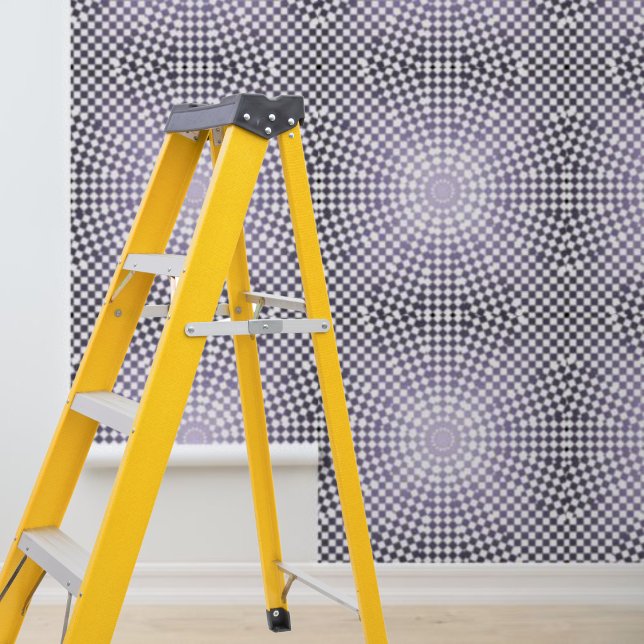 Papel Pintado Pelar y pegar círculos modernos de cheques grises  (Peel and stick modern purple gray checks circles wallpaper)