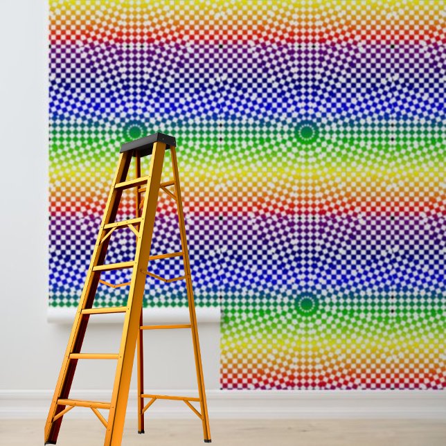 Papel Pintado Pelar y pegar los controles y círculos modernos de (Peel and stick modern rainbow checks and circles wallpaper)