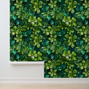 Papel Pintado Pelo y palo de color verde oscuro