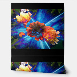 Papel Pintado Peonies con luz azul