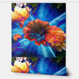 Papel Pintado Peonies con luz azul