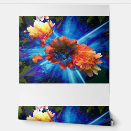 Papel Pintado Peonies con luz azul