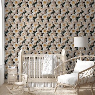 Papel Pintado Peony gold white seamless pattern country flower