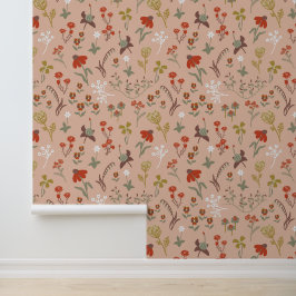 Papel Pintado Pequeñas flores estilo arte popular
