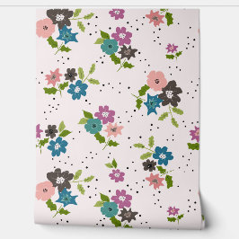 Papel Pintado Pequeñas flores y puntos de color
