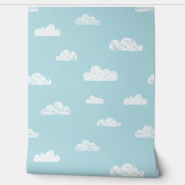 Papel Pintado Pequeñas nubes lisas en azul claro