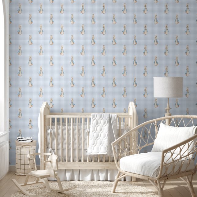 Papel Pintado Pequeño Pedro el Conejo Beatriz Blue Gingham (Niños)