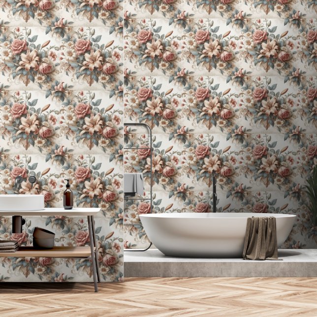 Papel Pintado Perfección floral anticuada ligera (Baño)