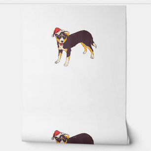 Papel Pintado Perro con Sombrero Santa - Navidades divertidos