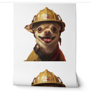 Papel Pintado Perro con un diseño de casco rojo de bombero