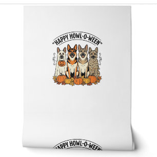 Papel Pintado Perro de Halloween Feliz Howl-O-Ween Vintage Pasto