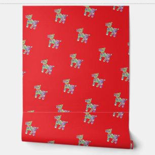 Papel Pintado Perro Juguete Rojo