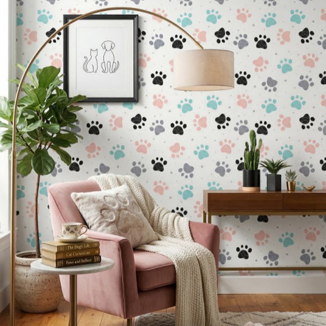 Papel Pintado Perro Paw Imprimir sala de patrones Blanco (Subido por el creador)