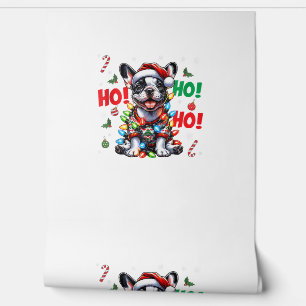Papel Pintado Perro salchicha francés divertido HO HO HO sombrer
