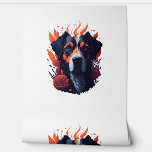 Papel Pintado Perro y flores