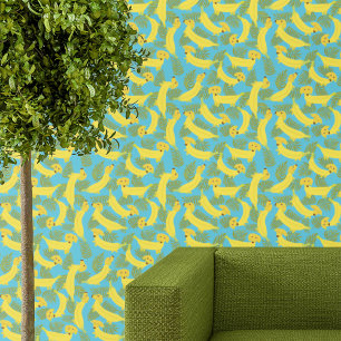 Papel Pintado Perros plásticos tropicales de banana con estampad