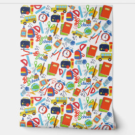Papel Pintado Personalizable vibrante de vuelta al patrón escola