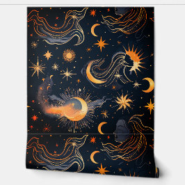 Papel Pintado Personalizado Acento dorado de bronce celeste