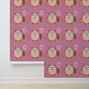 Papel Pintado Personalizado Age Birthday Owl Pattered