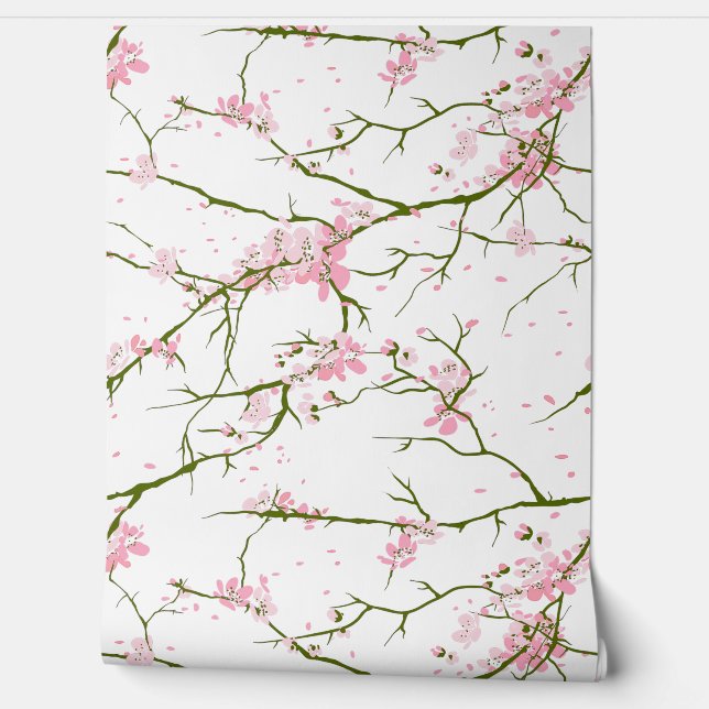 Papel Pintado Personalizado de flores rosadas Sakura  de cerezo  (Desenrollar)