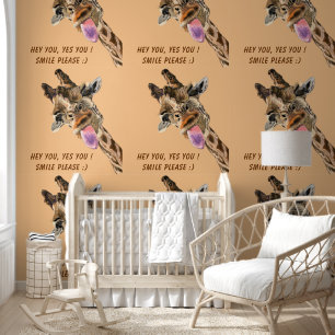 Papel Pintado Personalizado de la jirafa juguetona Textos divert