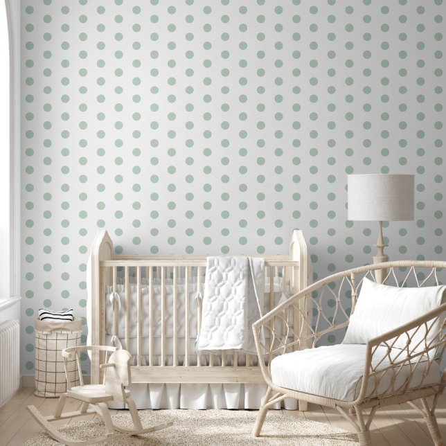 Papel Pintado Personalizado Polka Dot Sage (Niños)
