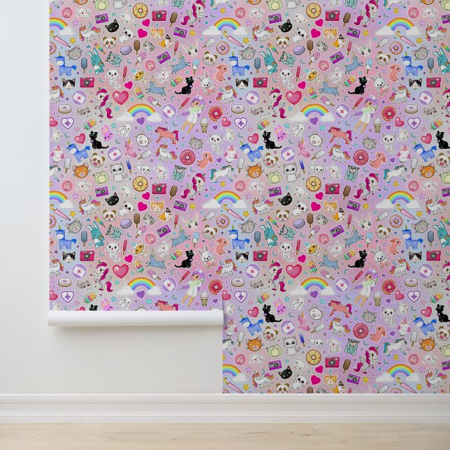 Papel Pintado Personalizado Rosa Kawaii Decora Niñera (Solicitud)