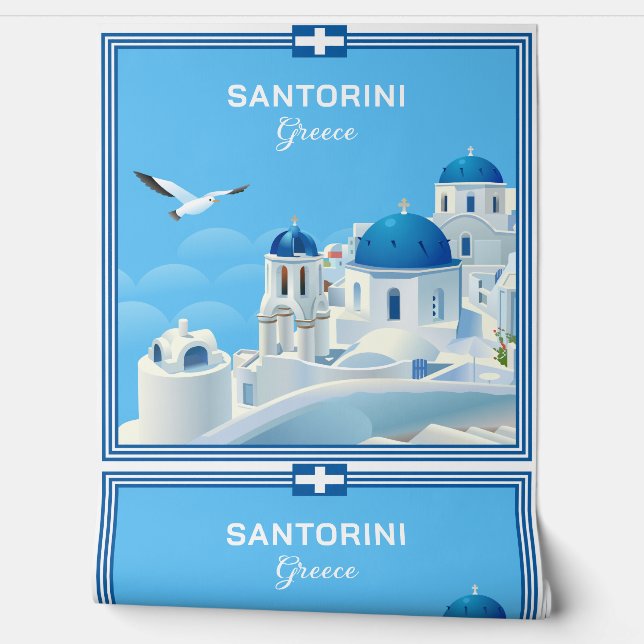 Papel Pintado Personalizado Textos Santorini Grecia (Desenrollar)