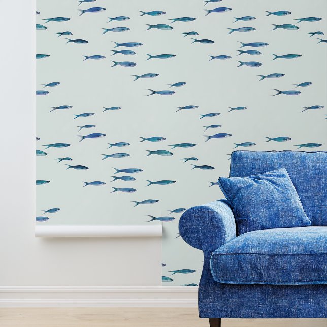 Papel Pintado Pescado azul disperso Náutico (Subido por el creador)