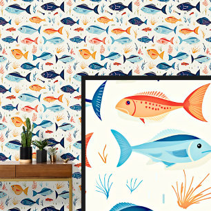 Papel Pintado Pescado azul y Naranja Natación