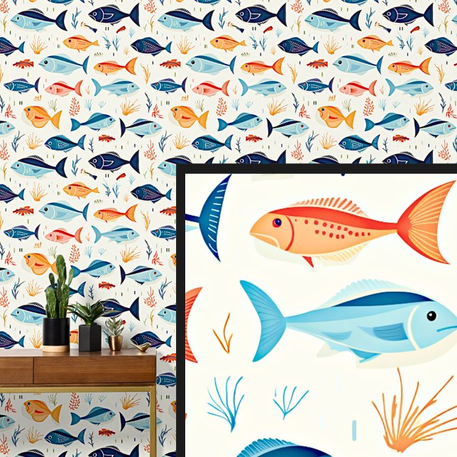 Papel Pintado Pescado azul y Naranja Natación (Subido por el creador)