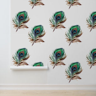 Papel Pintado Pestañas de pavo real verdes de moda