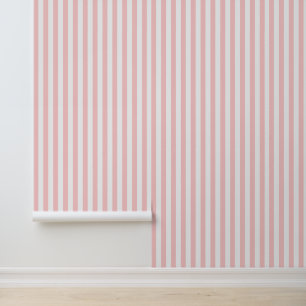 Papel Pintado Pétalo Rosa y Blanco Rayas Verticales Clásicas