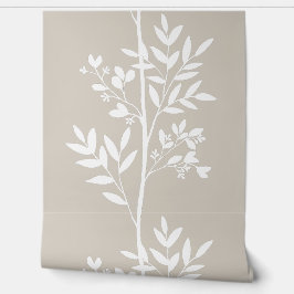 Papel Pintado Pétalos de ensueño en ramas grandes plantas blanca