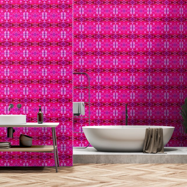 Papel Pintado Pétalos de rosa rosado vibrante patrón floral de t (Baño)