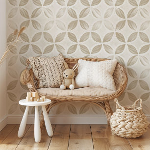 Papel Pintado Pétalos elegantes - Beige y crema Minimalista