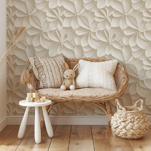 Papel Pintado Pétalos suaves: floral contemporánea crema y beige