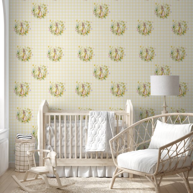 Papel Pintado Peter Rabbit Yellow Wildflowers Gingham (Niños)